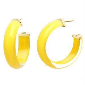 Gold & Honey small illusion lucite hoop earrings banana yellow nickel-free